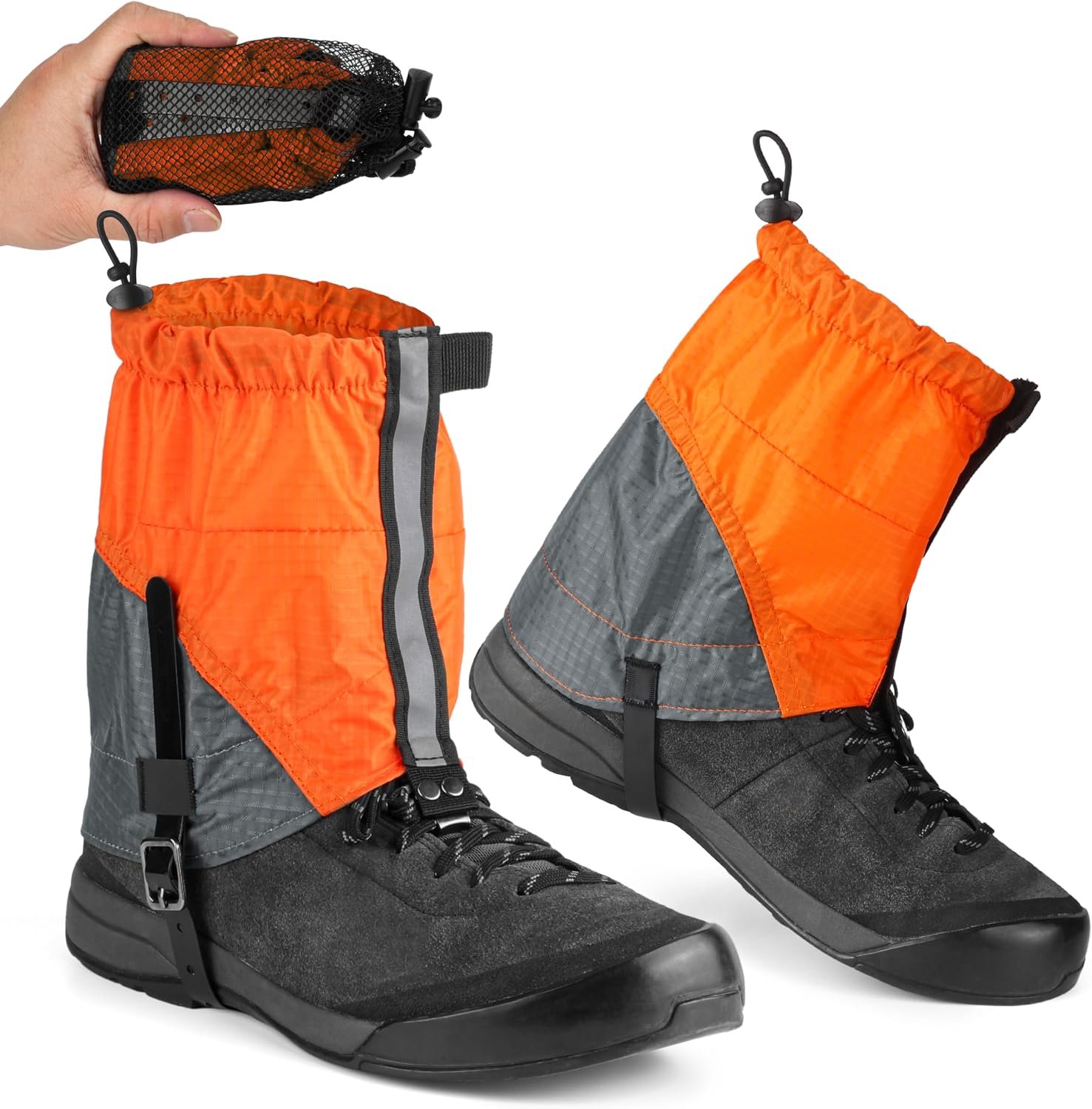 Lightweight Waterproof Short Gaiters for Hiking – Anti Sand Snow Boot Gaiters with Reflective Strap, Adjustable Ankle Shoe Gaiters for Trekking, Camping, Trail Running Outdoor