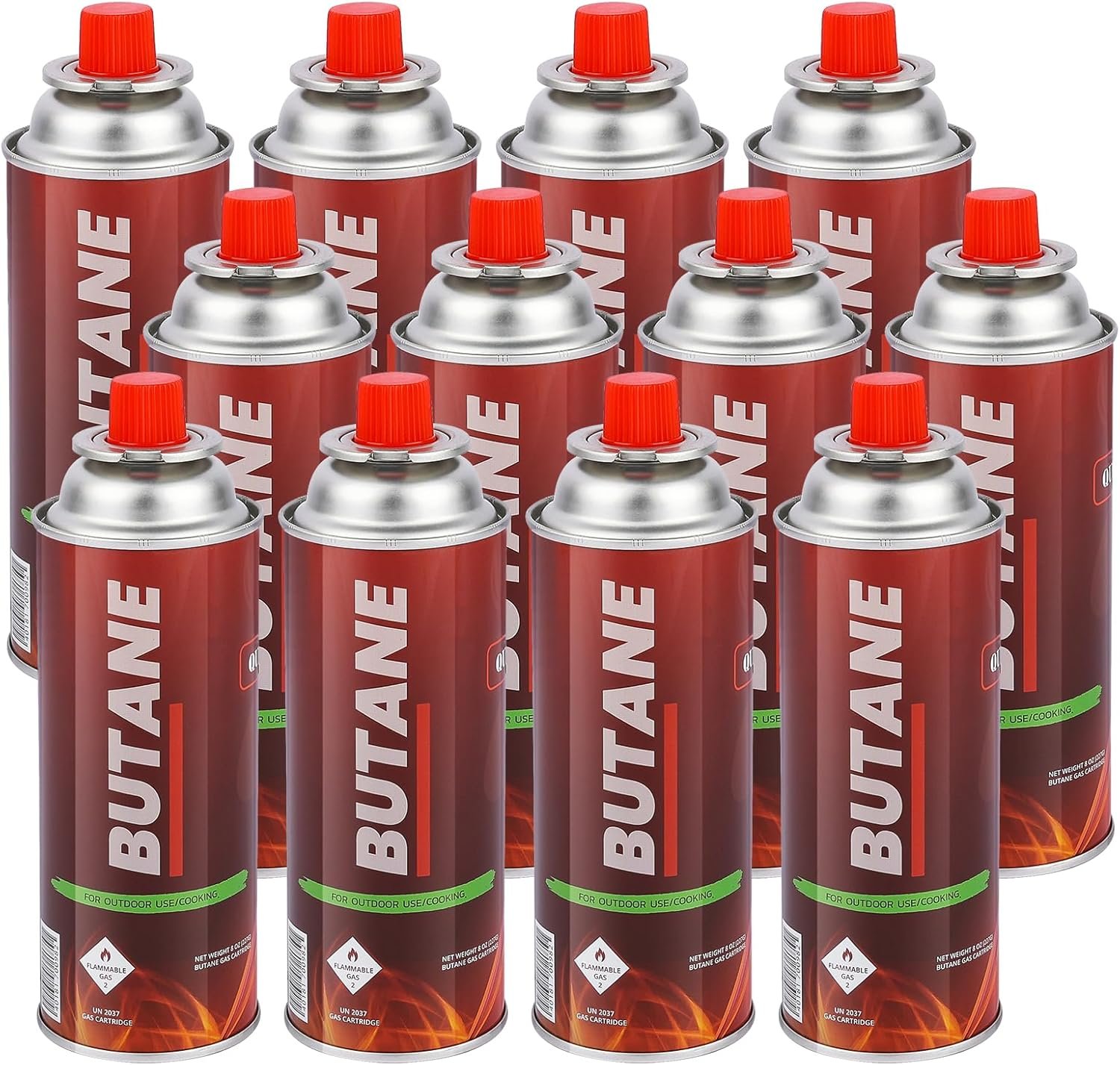 Butane Fuel Canister 12 x 8oz. – Butane Fuel Refill for Kitchen Torch, Portable Gas Stove, Butane Camp Stove, Ideal for Picnic, Outdoor Cooking & Grilling, Camping Essentials