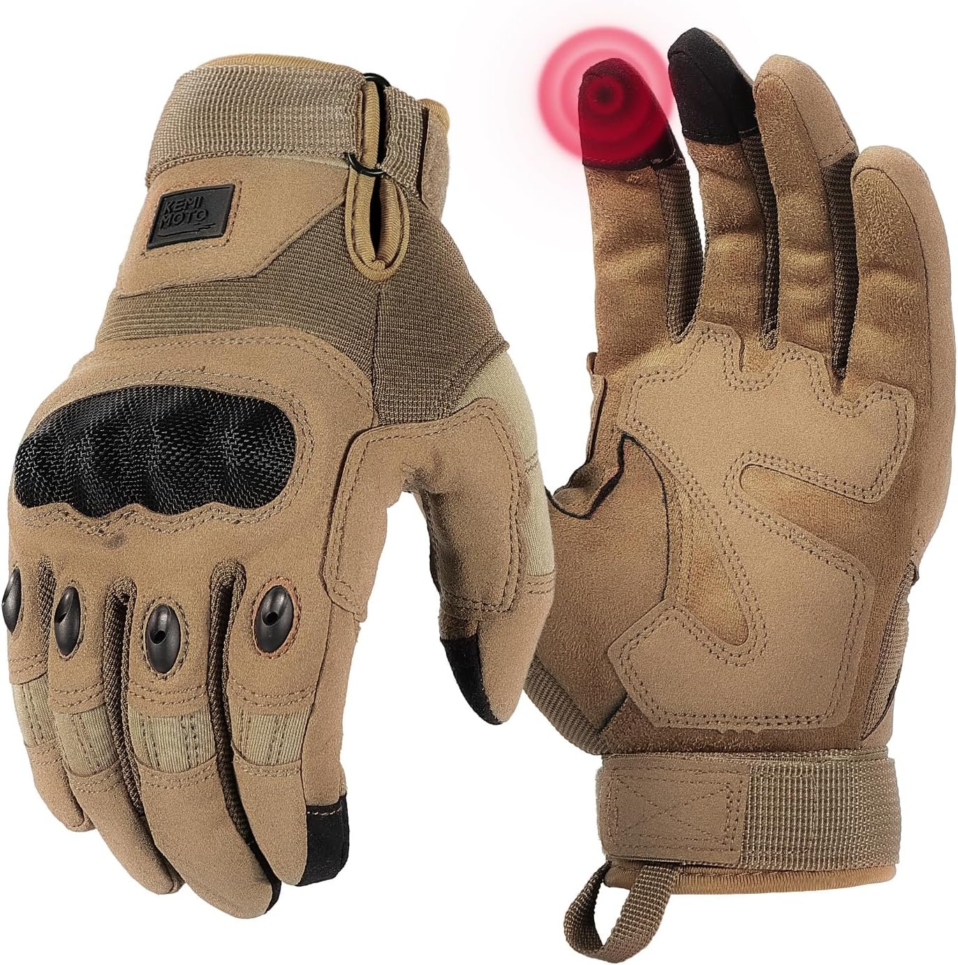 KEMIMOTO Tactical Gloves for Men, Touchscreen Motorcycle Gloves with Hard Shell & Palm Padding for Sports Motorcycle Cycling Tactical Airsoft Paintball Hunting Hiking Camping Climbing