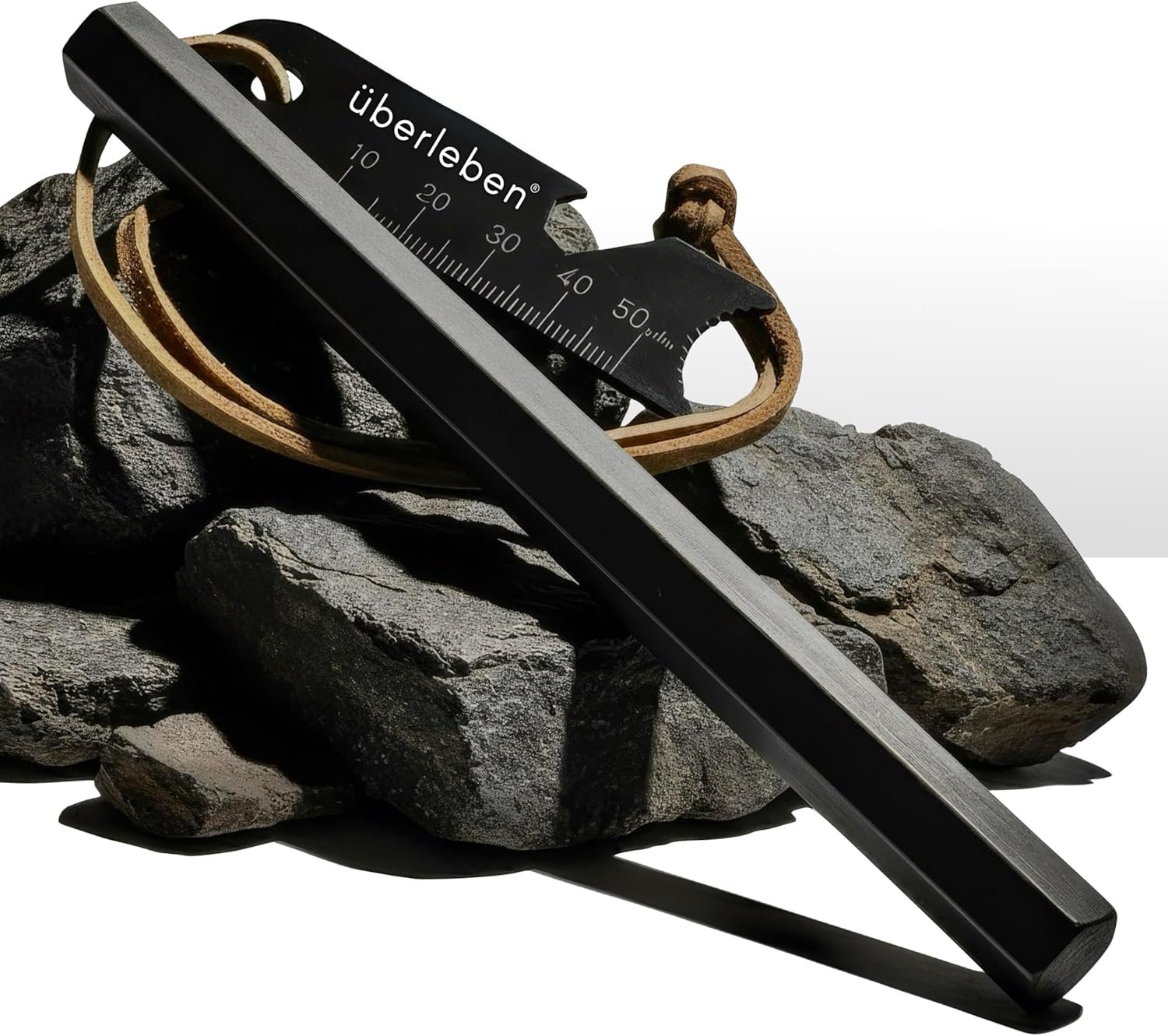 überleben | Hexå Ferro Rod Fire Starter Survival Tool – Up to 20,000 Strikes, 1/2″ Thick Hexagon Fire Steel with Multi-Tool Striker & Lanyard – Waterproof Camping Essentials