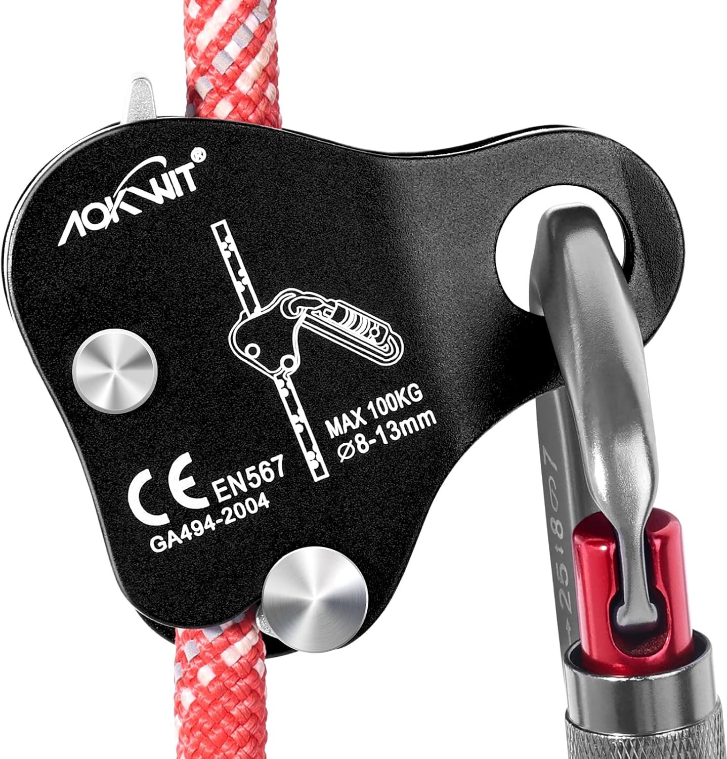 Climbing Ascender Rope Grab Fall Protection Belay Device Tree Climbing Gear Rappelling Equipment Rope Ascender for Rock Climbing Mountaineering Arborist Caving Rescue Aerial Work 8-12mm Ropes