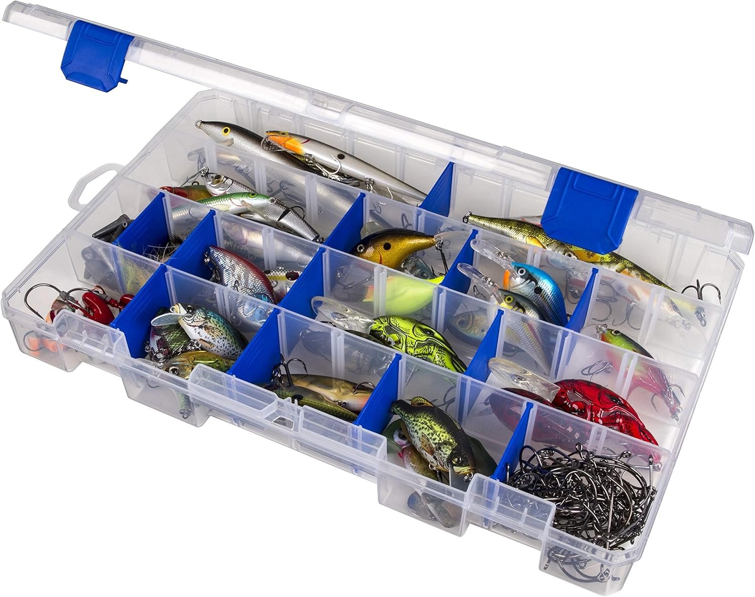 Flambeau Outdoors 5007 Tuff Tainer Fishing Tackle Box with Zerust Anti-Rust Dividers – Includes 18 Dividers, 36 Compartments, Clear Fishing Lure Organizer – 14.25″ x 9.125″ x 2″
