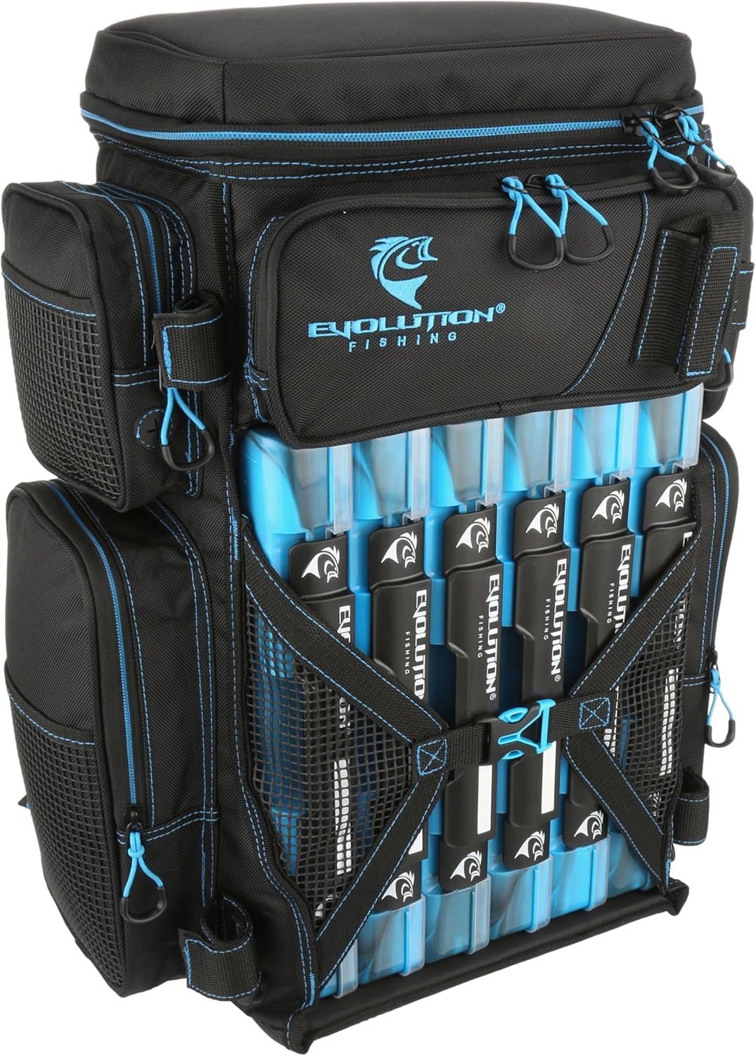 Evolution Fishing Drift Series Tackle Backpack, Outdoor Rucksack w/ 6 Fishing Tackle Trays, Heavy Duty