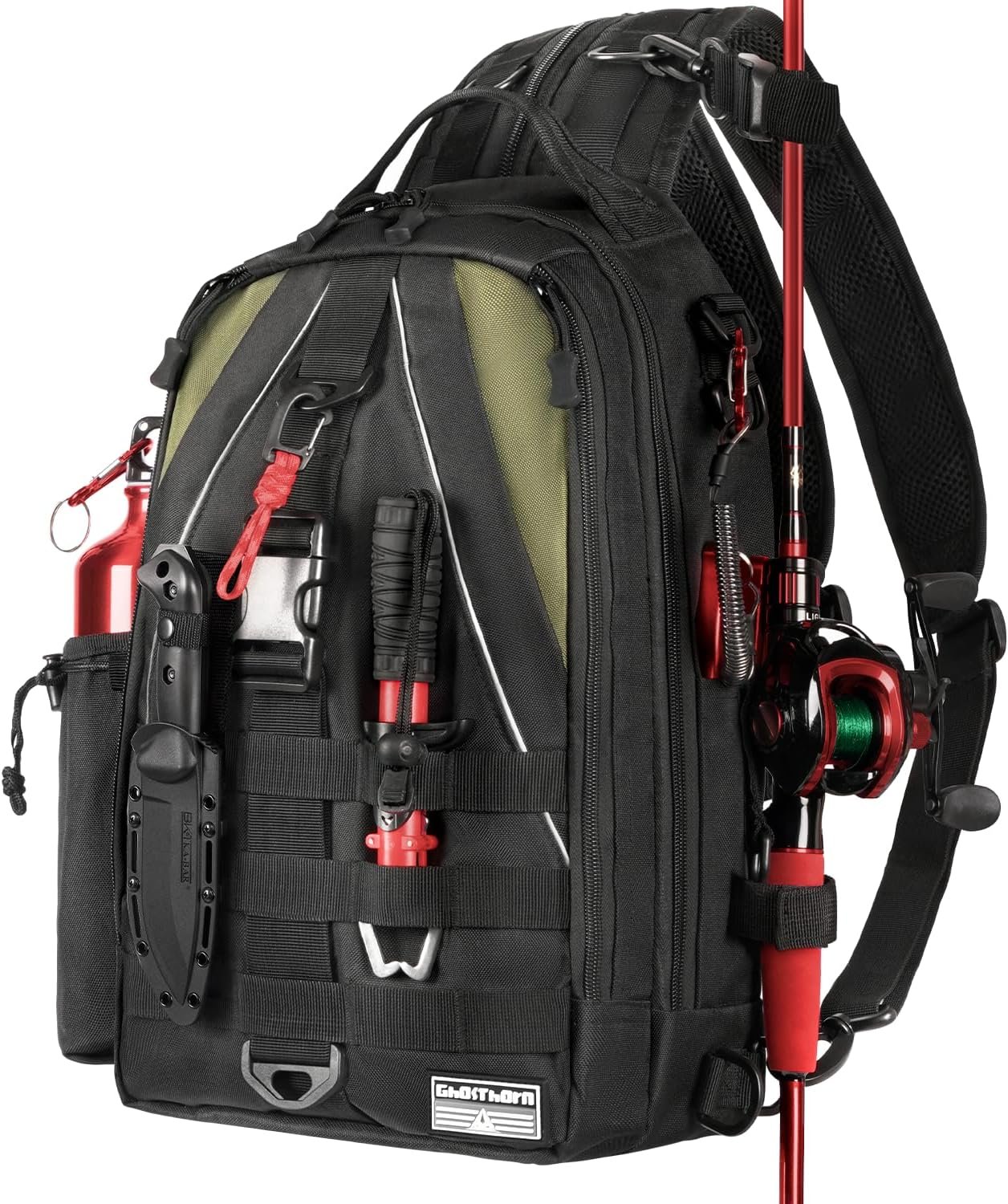 Ghosthorn Fishing Backpack Waterproof Tackle Bag Sling Bag Gift