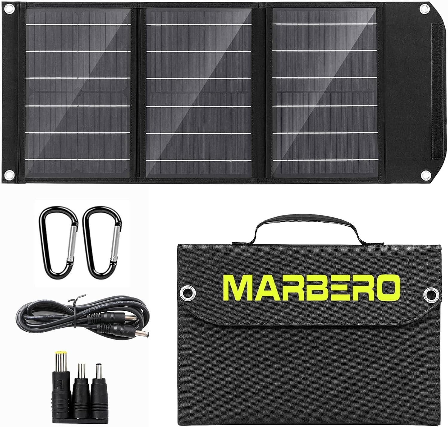 MARBERO Portable Solar Panel 30W Solar Panel Charger 23% High Efficiency Foldable Solar Panels QC3.0 USB & DC Port Compatible with Cell Phone Ipad Laptop IP65 Waterproof for Camping Outdoor Cloudy