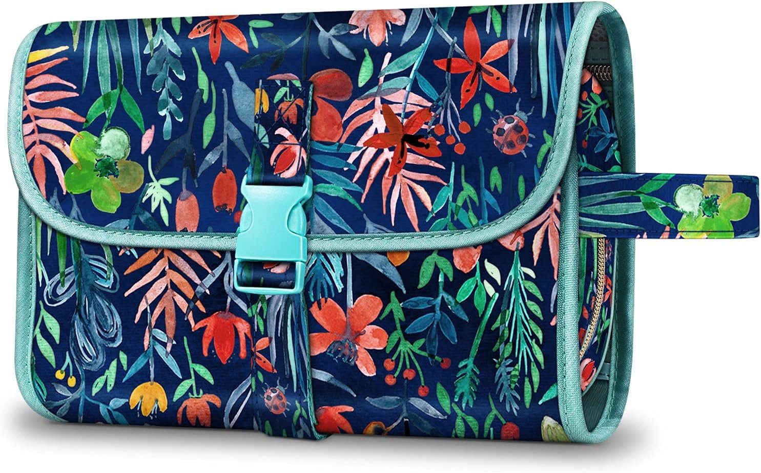 Fintie Portable Toiletry Cosmetic Travel Bag, Large Water Resistant Hanging Makeup Organizer Storage Pouch Case for Women Girls (Jungle Night)