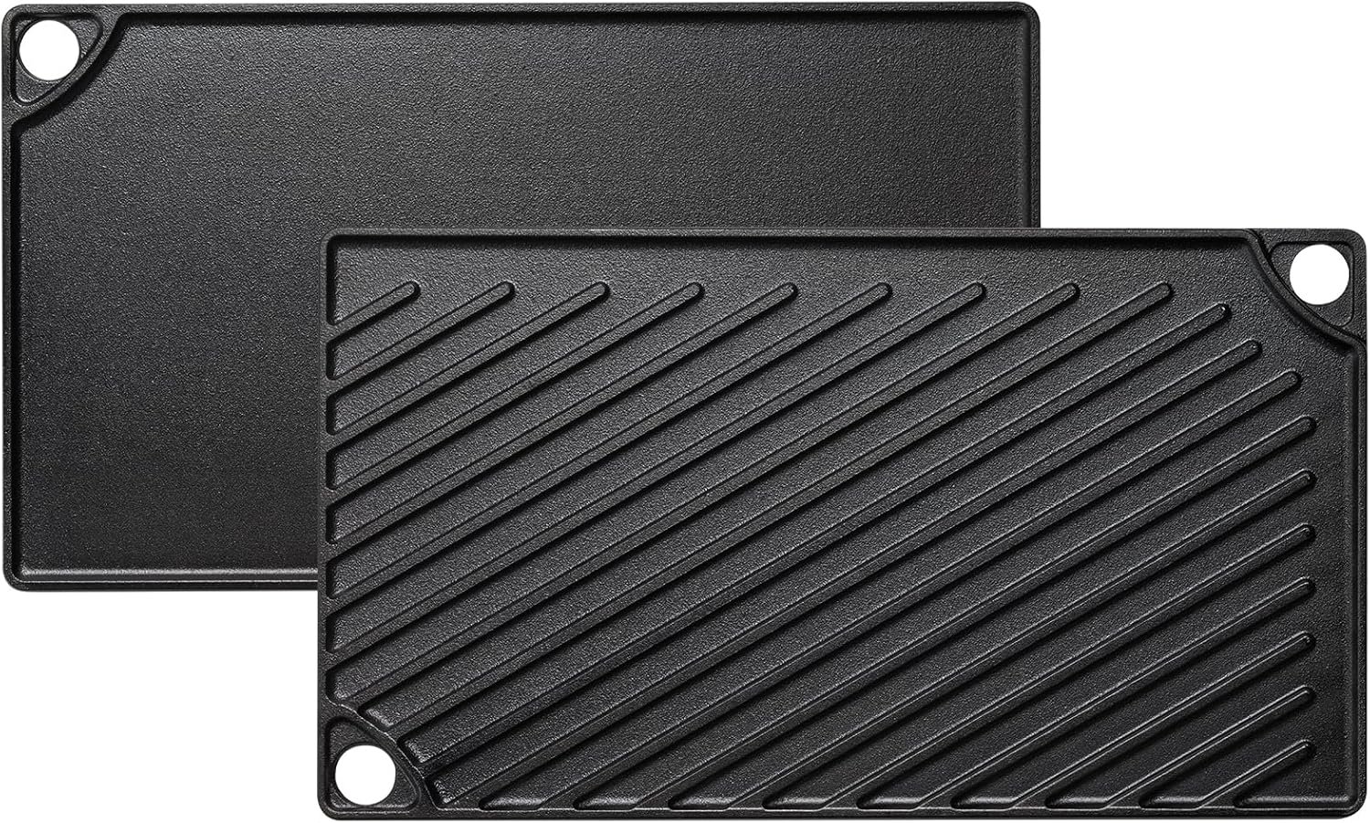 EWFEN Reversible Grill/Griddle, 16.7×9.5” Pre-Seasoned Cast Iron Griddle Pan, Double Burner Cookware, Rectangular Stovetop Griddle with Handles, Flat Top Plate for Oven, Grill & Campfire