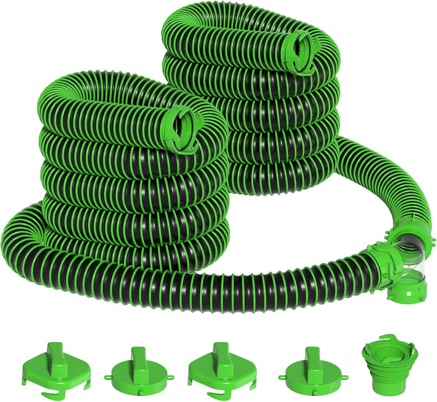 40FT Extra Long RV Sewer Hose Kit – 20FT + 20FT Connectable Heavy Duty TPE Waste Hose with Clear Wye Connector Fitting & 4-in-1 Adapter for RV Camper Trailer (40 FT)