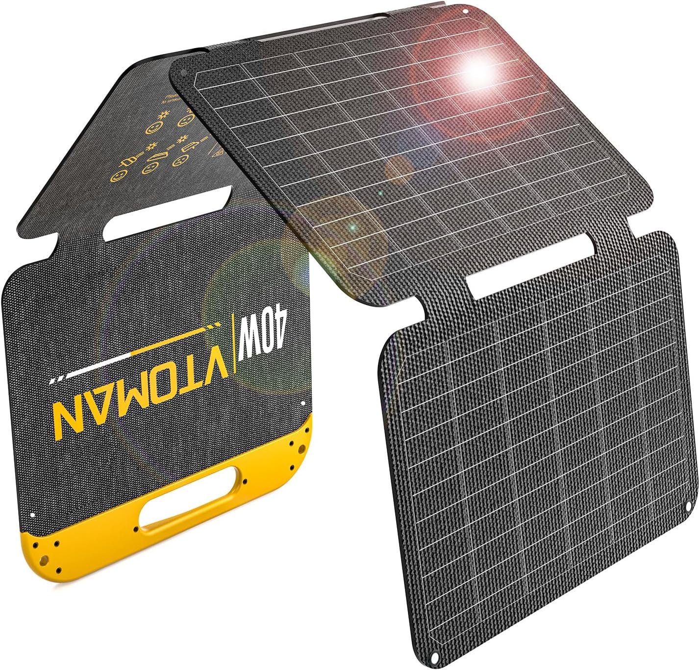 VTOMAN 40W Solar Panel Foldable Portable Small Solar Panel Charger with USB-C and USB-A Outputs for Phone, Tablet, Jump 100/FS300 Portable Power Station – Waterproof for Camping, Hiking,Backpacking