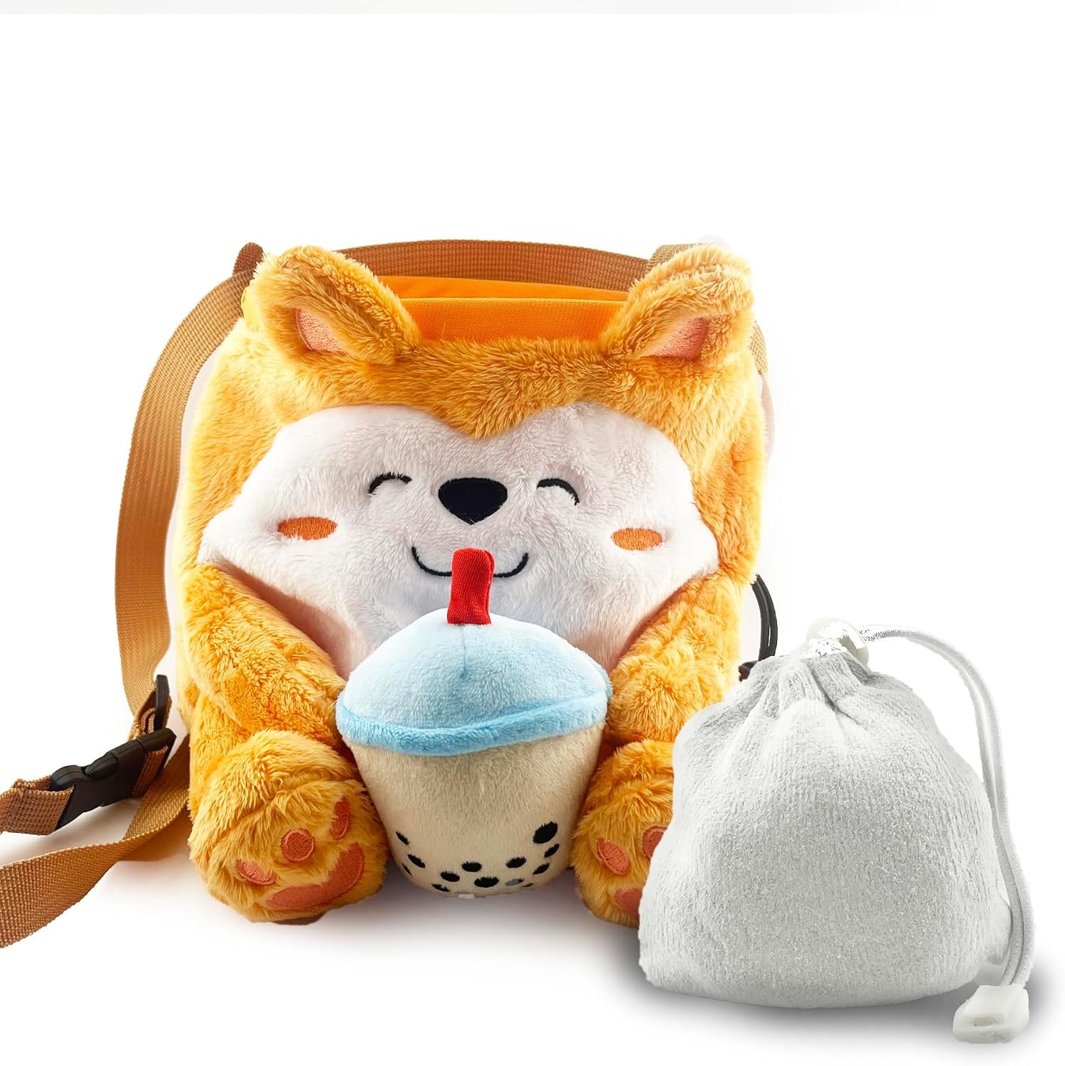 Rock Climbing Chalk Bag + Refillable Ball – Boba Dog Plush Animal Bag