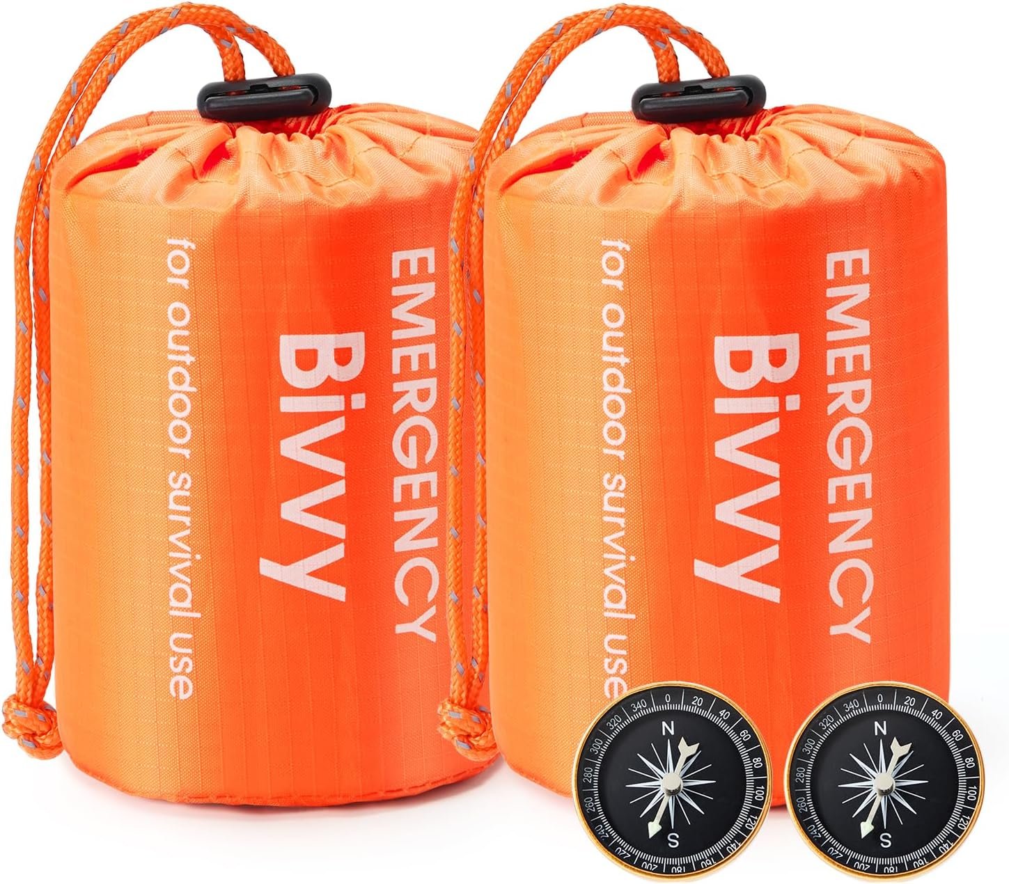 Esky Emergency Sleeping Bag, Survival Bag Portable Thermal Bivy Sack, Waterproof Lightweight Emergency Blanket Survival Gear with Compass for Camping Hiking Outdoor Adventure