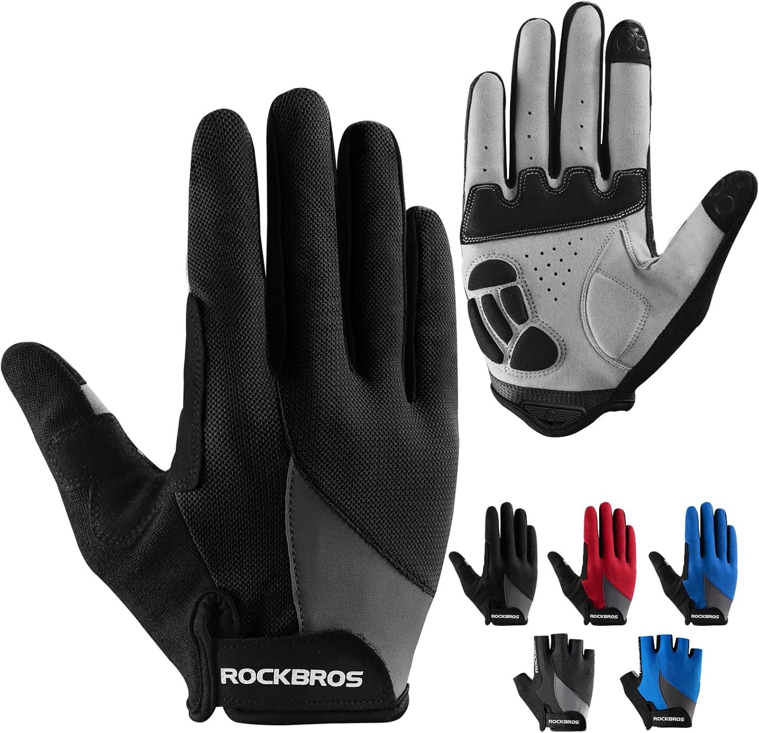 ROCKBROS Cycling Gloves for Men Women – Breathable Gel Pad Road Mountain Bike Gloves – Touch Screen Anti-Slip MTB Gloves for Cycling Workout Outdoor Sports