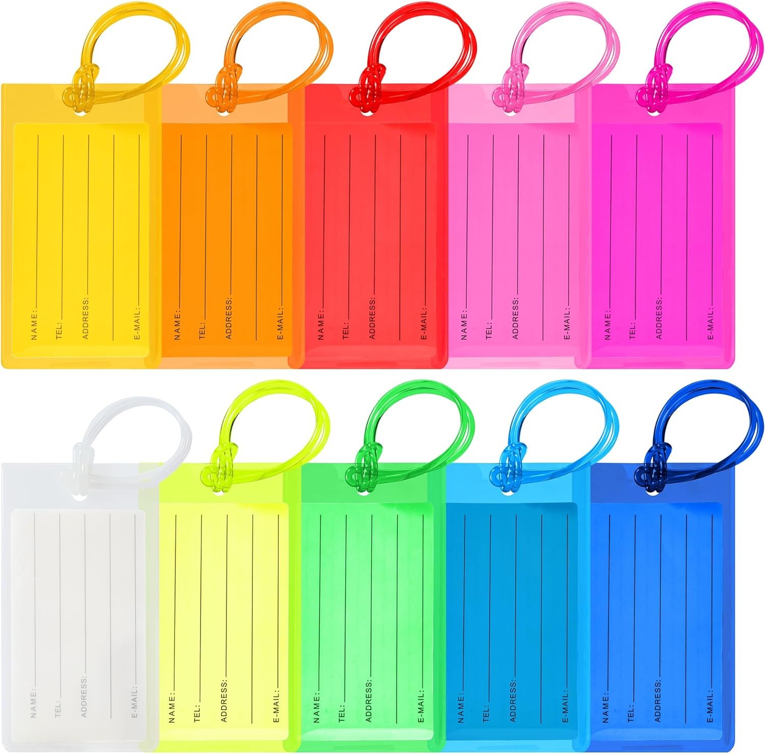 10 Pack Luggage Tags for Suitcases, Airplane Travel Essentials | International Vacation Must Haves, Name Tags for Home & Office Accessories, and Travel Gift Ideas
