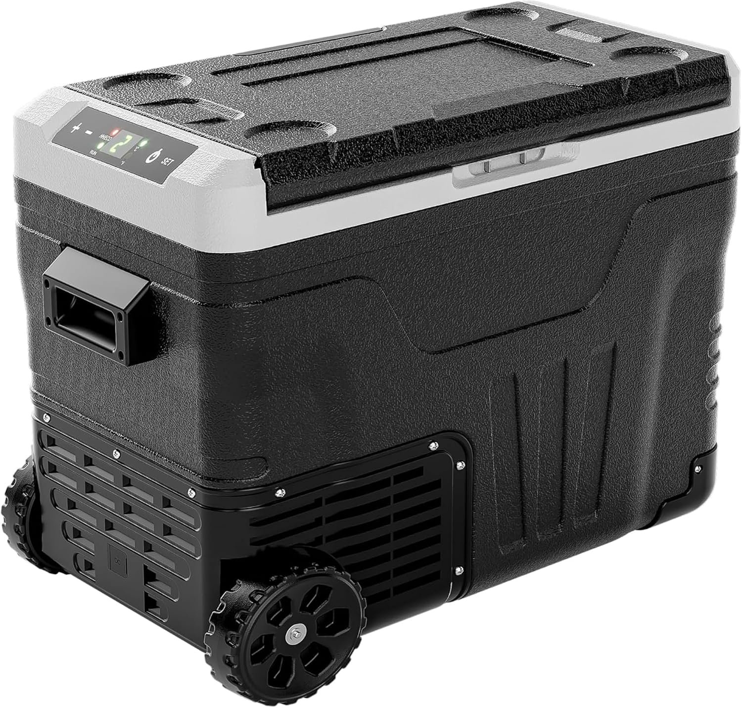 EUHOMY 12 Volt Refrigerator, 53QT(50L) Electric Cooler, Portable Freezer 12V/24V DC 100-240V AC, 12V Fridge -4℉~68℉, 12V Cooler with Wheels & 2 Baskets for Travel,Camping,Truck,Boat