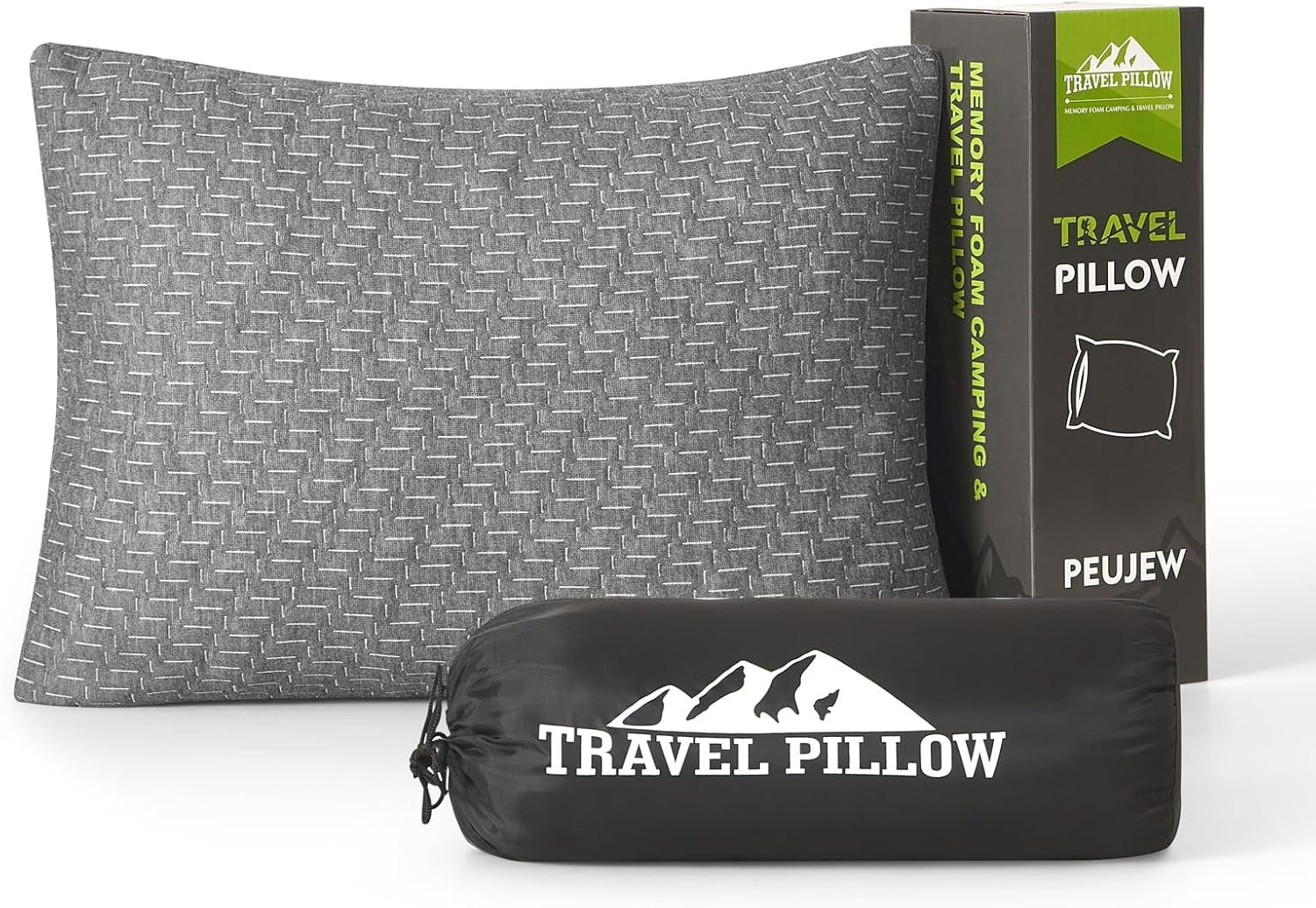Small Shredded Memory Foam Pillow, Camping Pillow Travel Pillow – Compressible Medium Firm, Breathable Cover, Ideal Backpacking Hiking, Airplane and Car