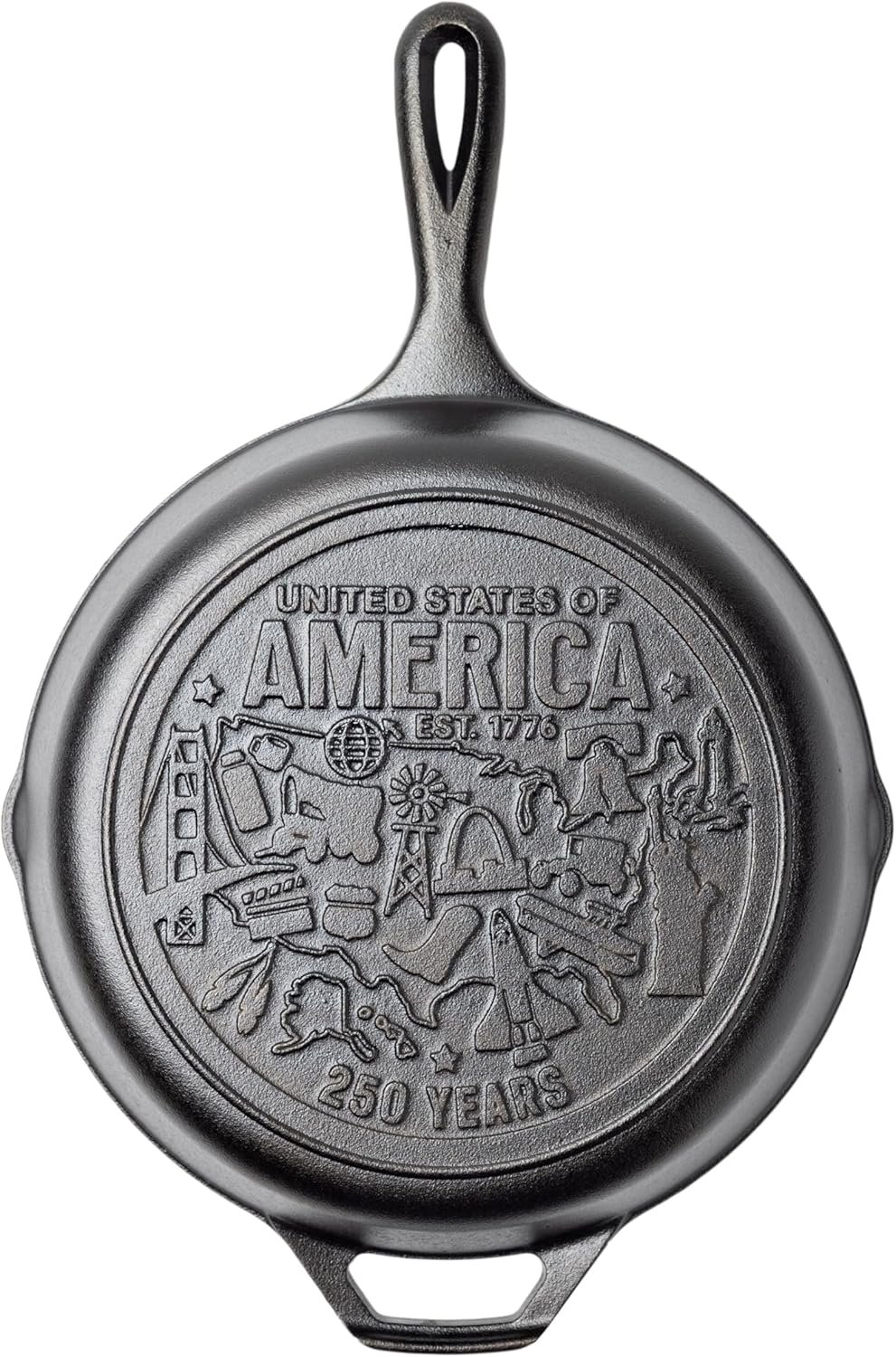 Lodge 10.25 Inch Cast Iron Skillet – Pre-Seasoned Frying Pan with Teardrop Handle – Oven, Stovetop, Grill & Campfire Use – Made in USA – Non-Toxic, Even-Heating Cookware – 250th Anniversary Logo