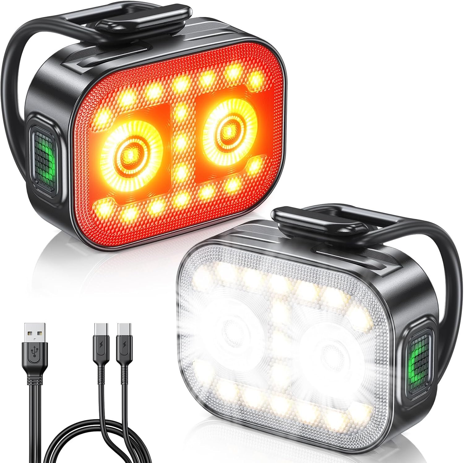 Bike Lights, Ultra-Slim & Lightweight Rechargeable Bicycle Lights Set, [5+6 Modes] Dual USB-C Bike Lights Front and Back, IP65 Waterproof Bicycle Lights for Night Riding Road Cycling