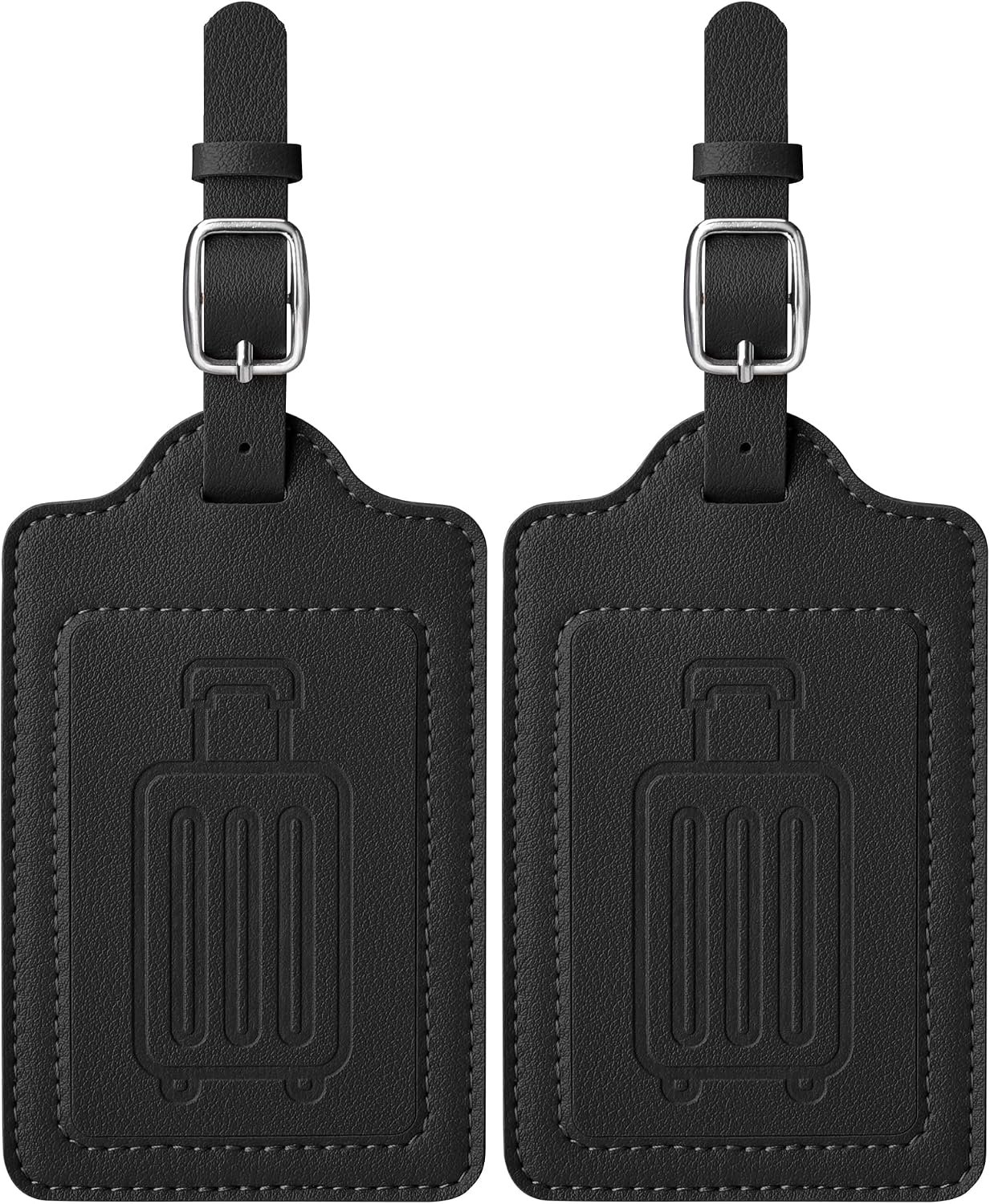 Teskyer Luggage Tags, Thick & Durable, Easy to Identify, Privacy Protection, TSA Approved Travel Essentials Suitcase Tags – 2 Pack, Black
