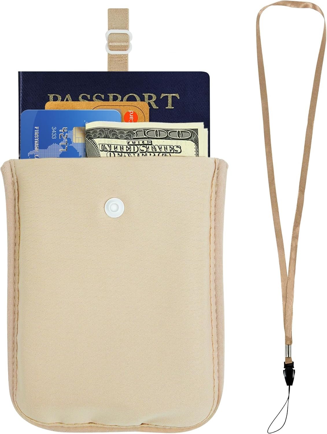 RFID-Blocking Travel Bra Wallet, Hidden Money Pouch with Adjustable Elastic Strap, Ideal Secret Pocket Protect Your Passport Credit Cards Valuables