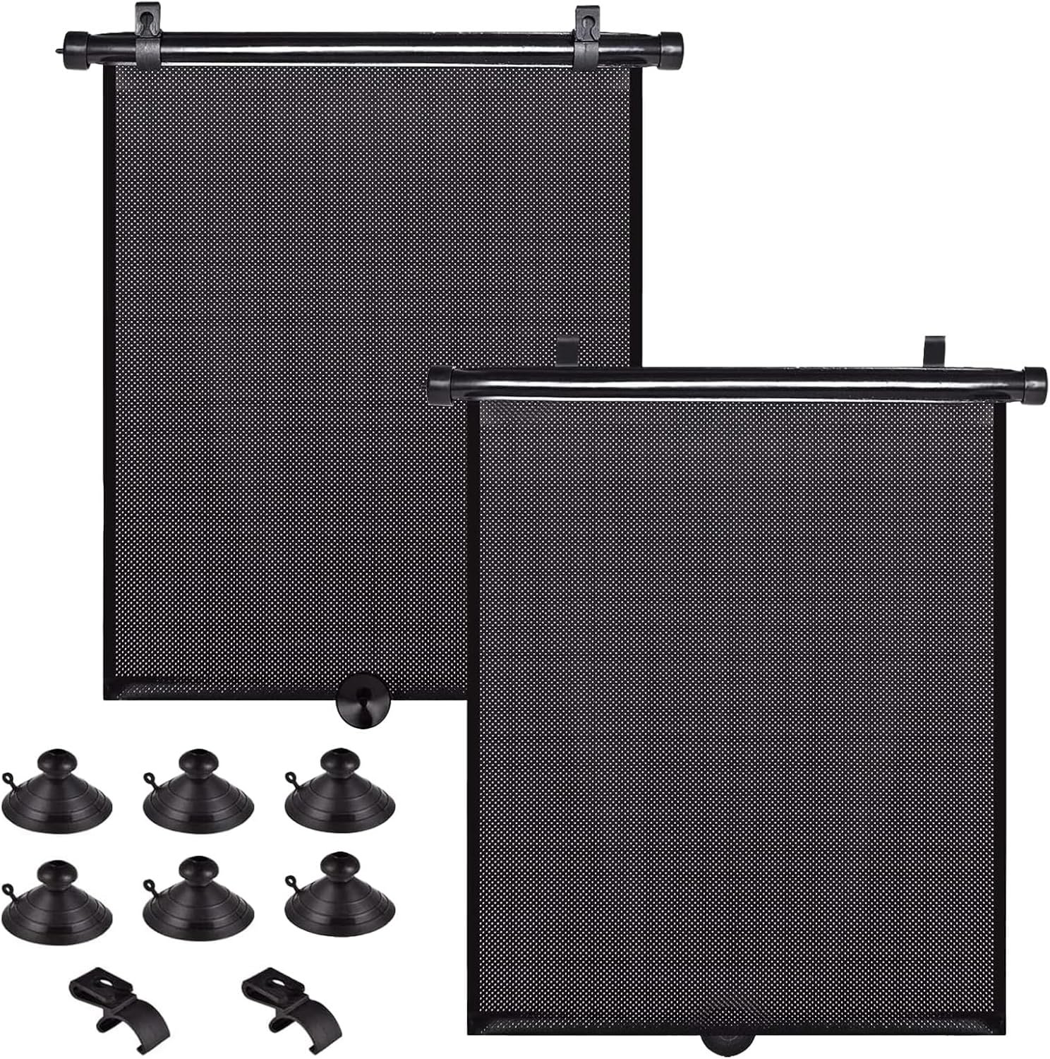 2 Pack Large Car Side Window Sun Shade for Baby, Retractable Roller Car Window Shades UV Protection, Clip-On Sunshade for SUV Truck Rear Side Window, 18″ x 20″ Vehicle Sun Protection Shade
