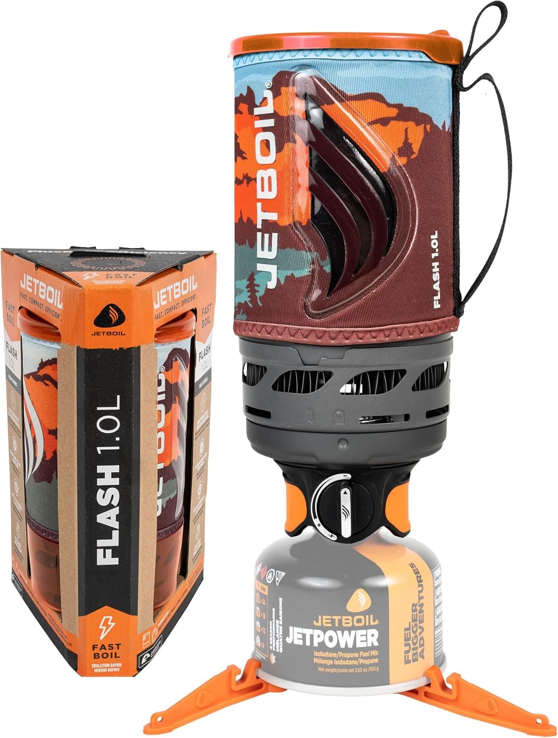 Jetboil Flash Portable Fast Boil Stove for Camping and Backpacking with 1-Step Auto Ignition, Propane/Isobutane Burner with Cooking Cup