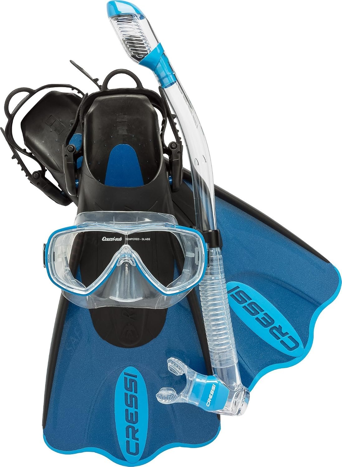 Cressi Adult Light Weight Premium Travel Snorkel Set – Mask & Fins Made in Italy