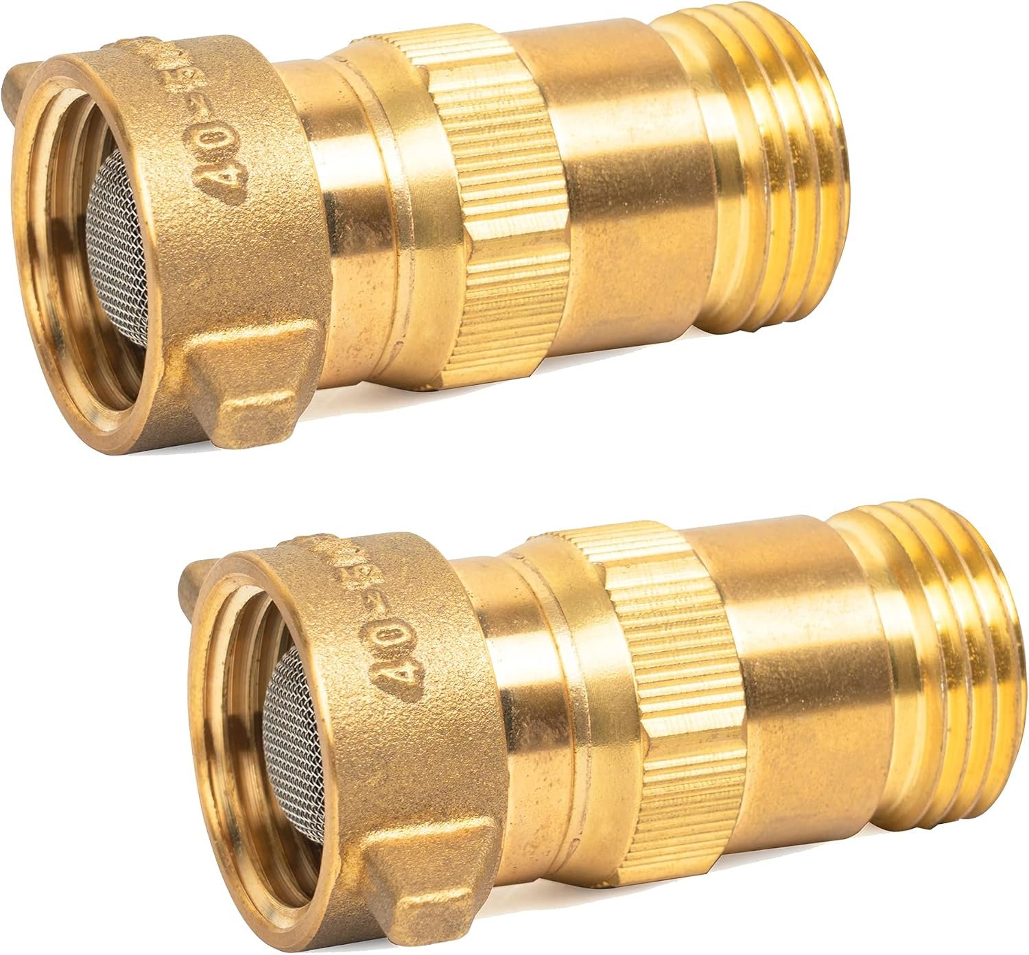 Hourleey Brass Hi-Flow Water Regulator, 2 Pieces RV Pressure Water Regulator with Filter Screen, for Campers, Travel Trailers, RV Plumbing System, 40-50 PSI, Set of 2