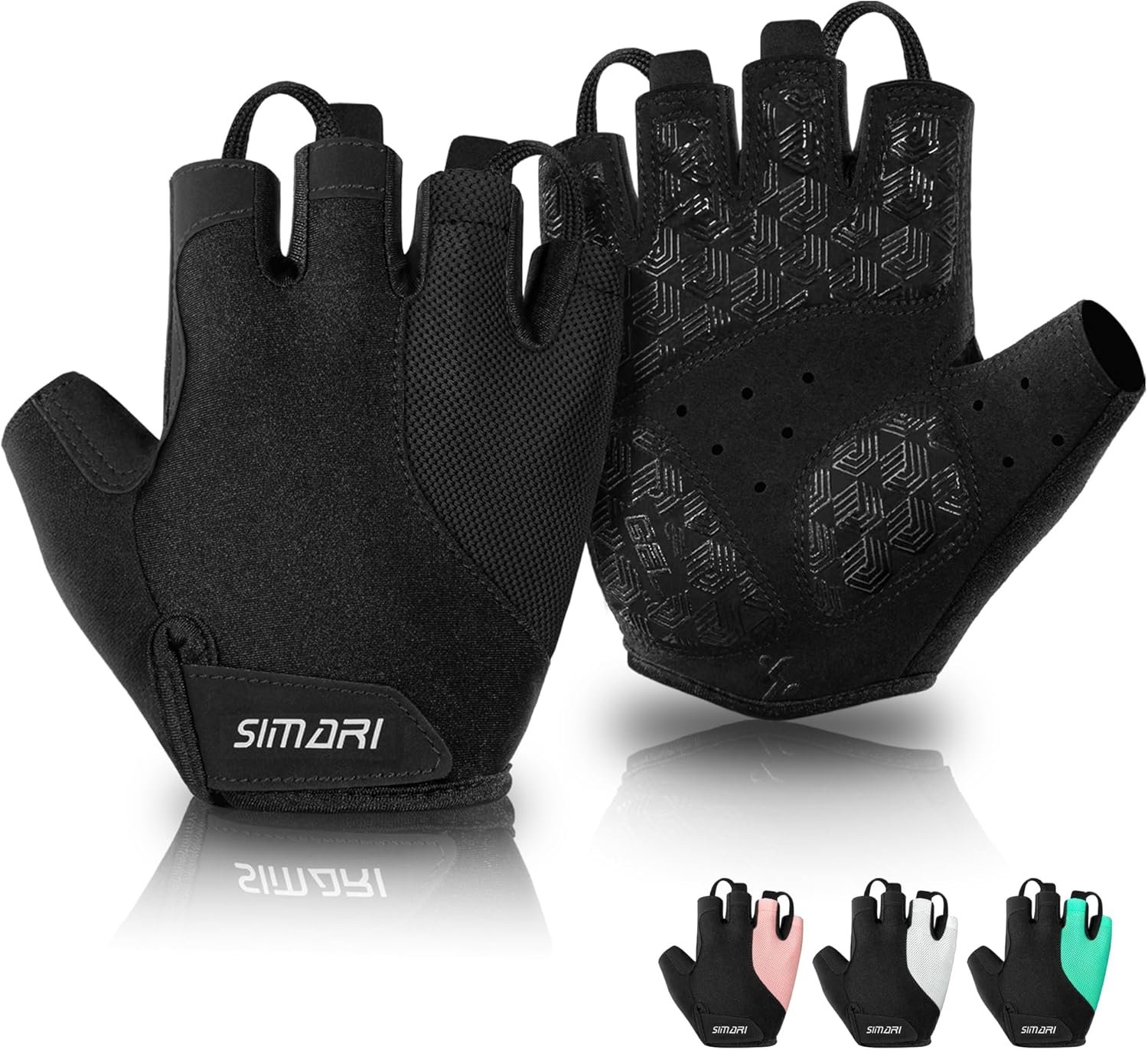 SIMARI Gel Pad Cycling Gloves with Shock-Absorbing/Grip/Breathable, Workout Bike Gloves for Men Women Biking, Mountain Biking, Fitness, Gym Exercise, Weight Lifting Training, Yoga, Pilates