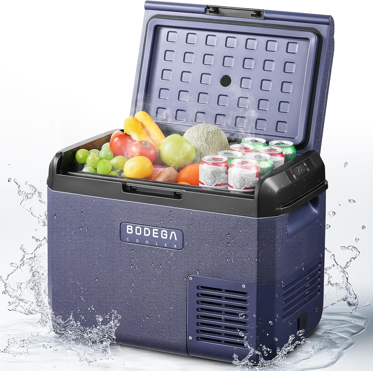 BODEGA 12 Volt Car Refrigerator 32 QT Portable Freezer IPX4 Waterproof Car Fridge Electric Cooler for Truck Van Camping Travel DC Compressor Ultra-Quiet 31dB 12/24V DC 110-240 Volt AC,-4℉ to 68℉