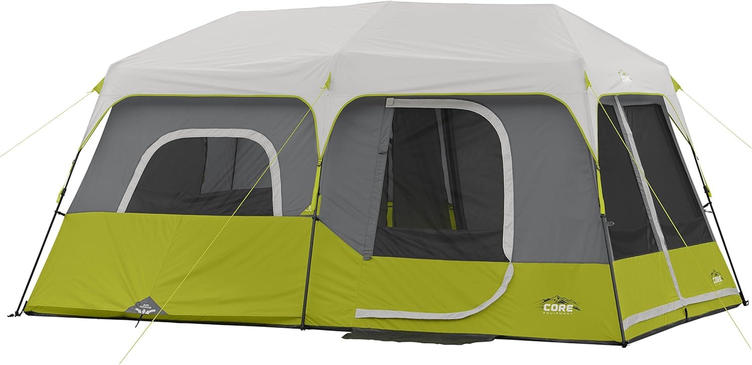 Core 9 Person Instant Cabin Tent – 14′ x 9′, Green (40008)