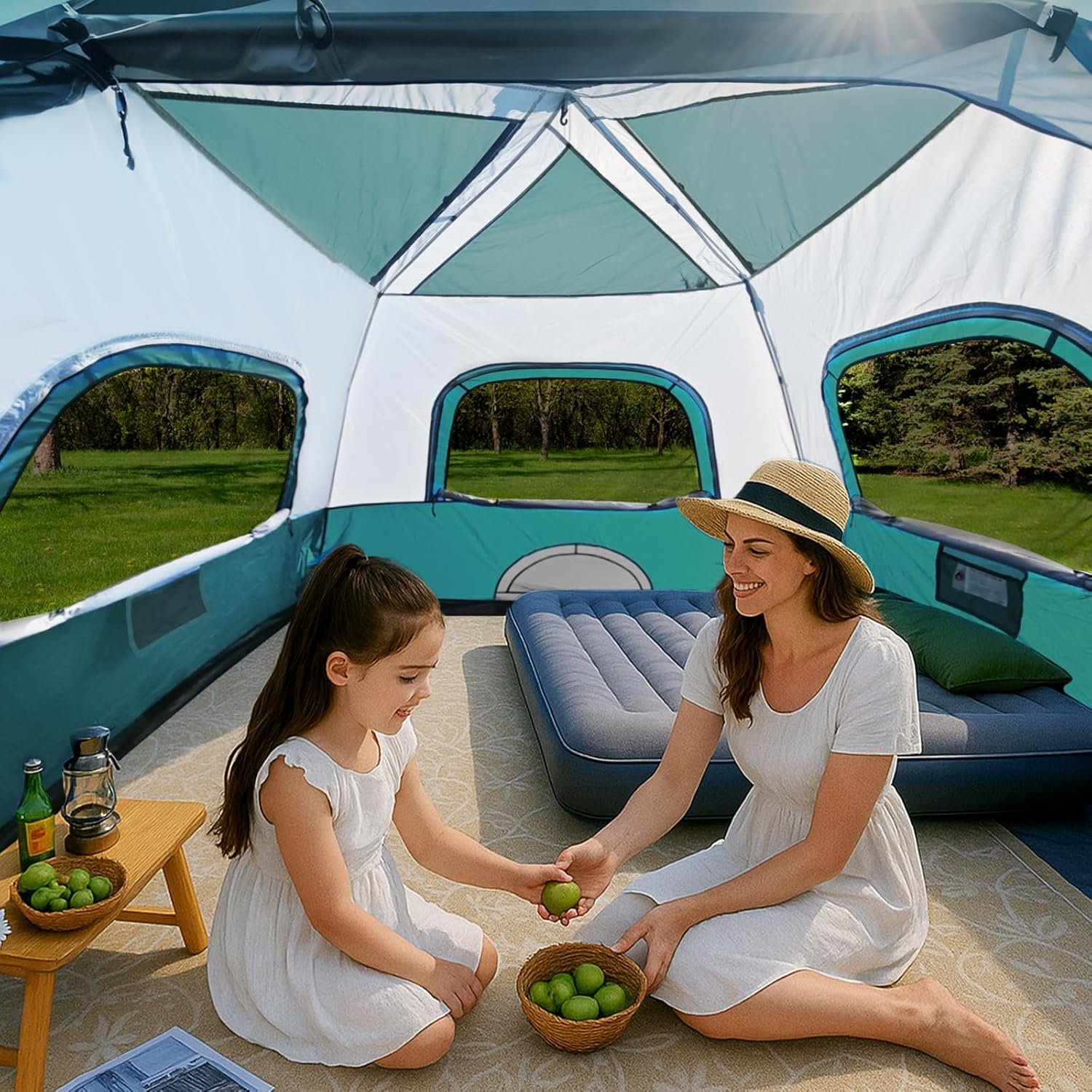 Hewolf Instant Tent for 4-6 Person Camping, Waterproof Easy Pop Up Tent Sets Up in 60 Seconds for Family Outdoor Hiking & Backpacking with Carry Bag