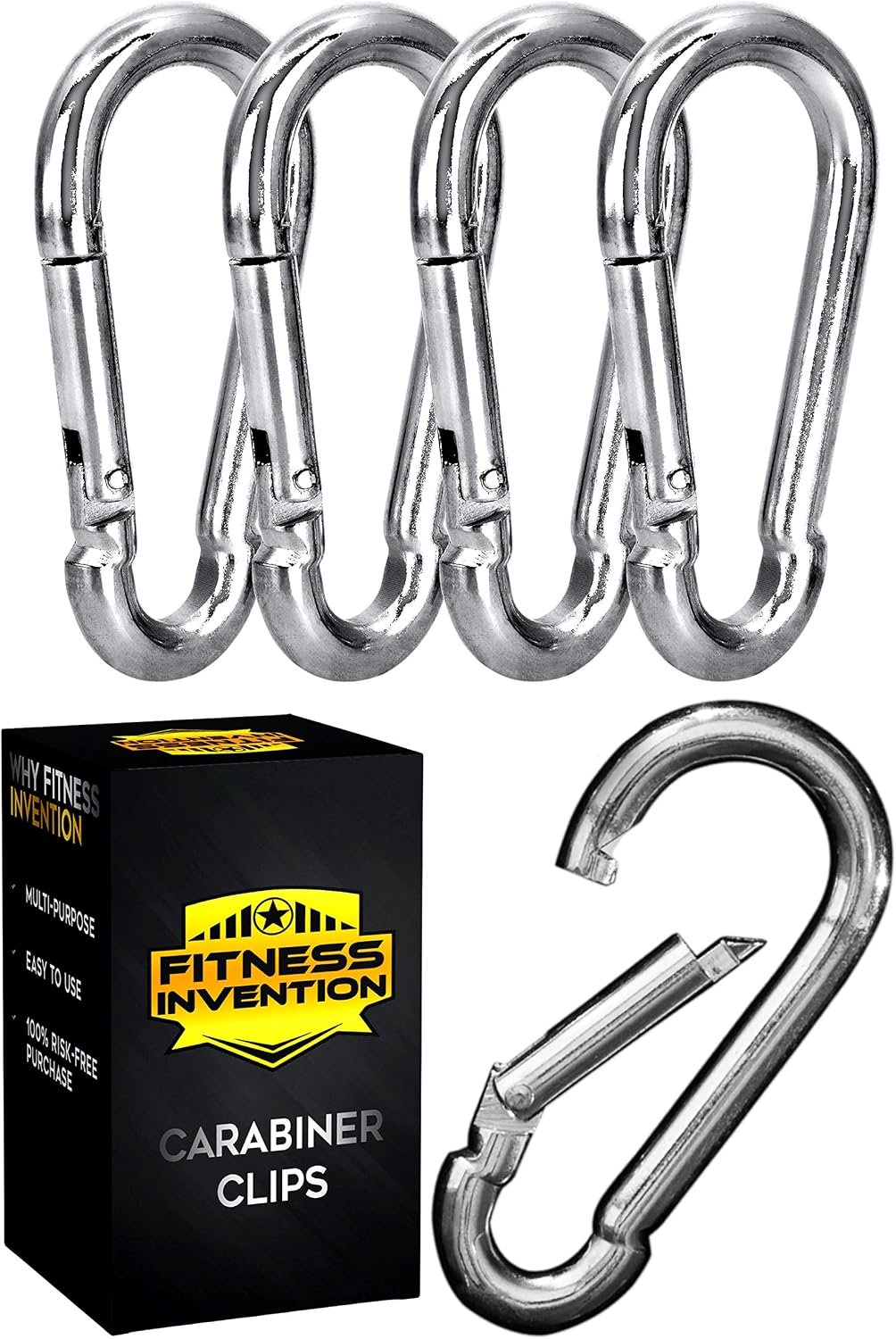 Carabiner Clip 5 Pack – Multipurpose Heavy Duty Snap Hooks – Small and Large Clips for Keys – Carribeaner Hook