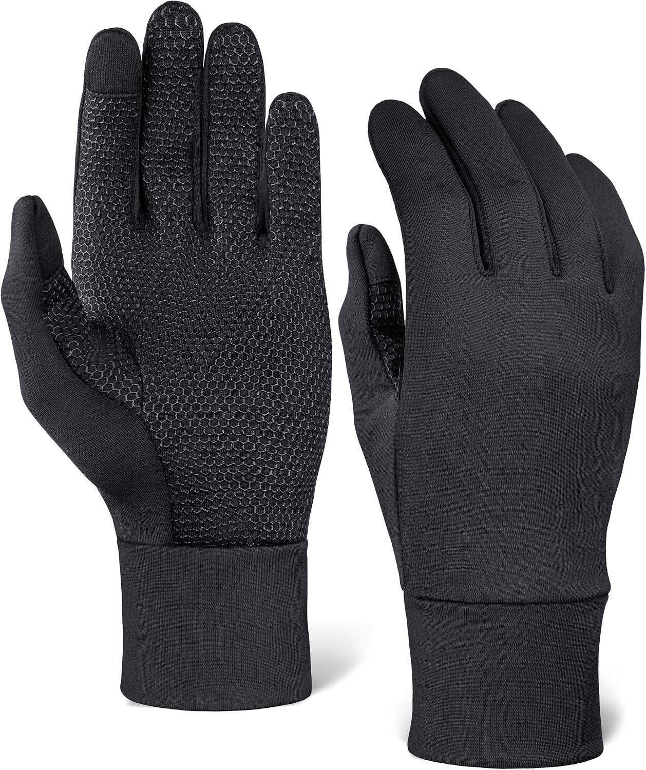 Tough Outdoors Running Gloves for Men & Women – Winter Liners & Touchscreen – Lightweight & Hiking Gloves