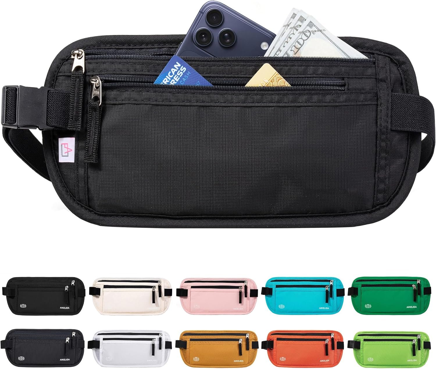 Money Belt Passport Holder Slim Hidden Travel Wallet with RFID Blocking