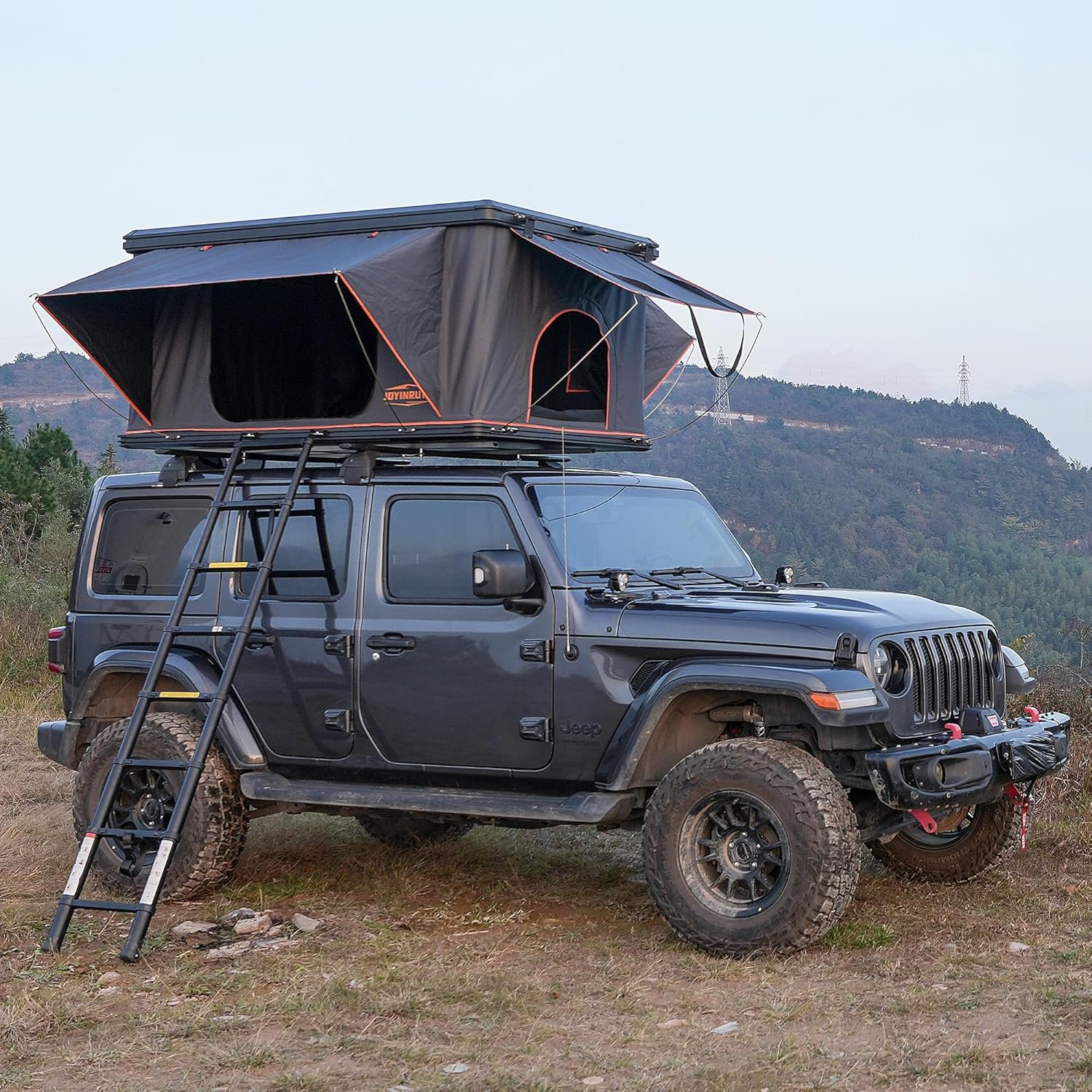 Alumnimun Rooftop Tent Hard Shell with Winter Insulation, Pop Up 2 Person Roof Top Hardshell for Camping Truck Van Suitable for Jeep SUV Car