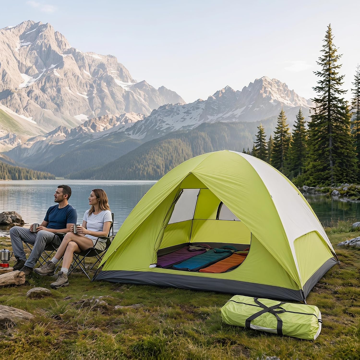 Camping Tents 4-6 Person Heavy Duty Outdoor Tents Weatherproof ﻿ Oxford Ground Cloth