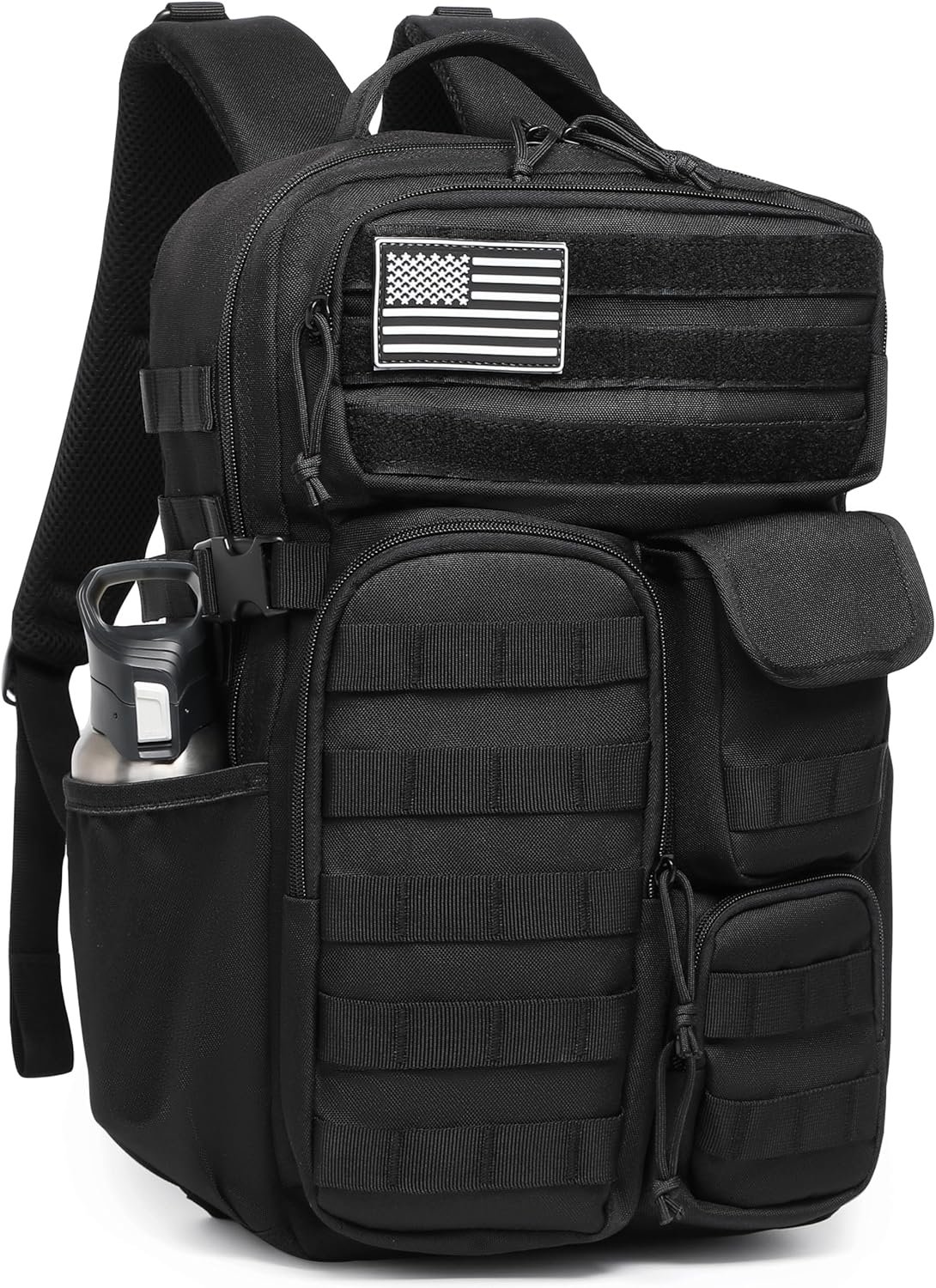 Wotony Tactical Backpack – Military waterproof backpack with multiple pockets and tactical gear for the outdoors (Black, 25L)