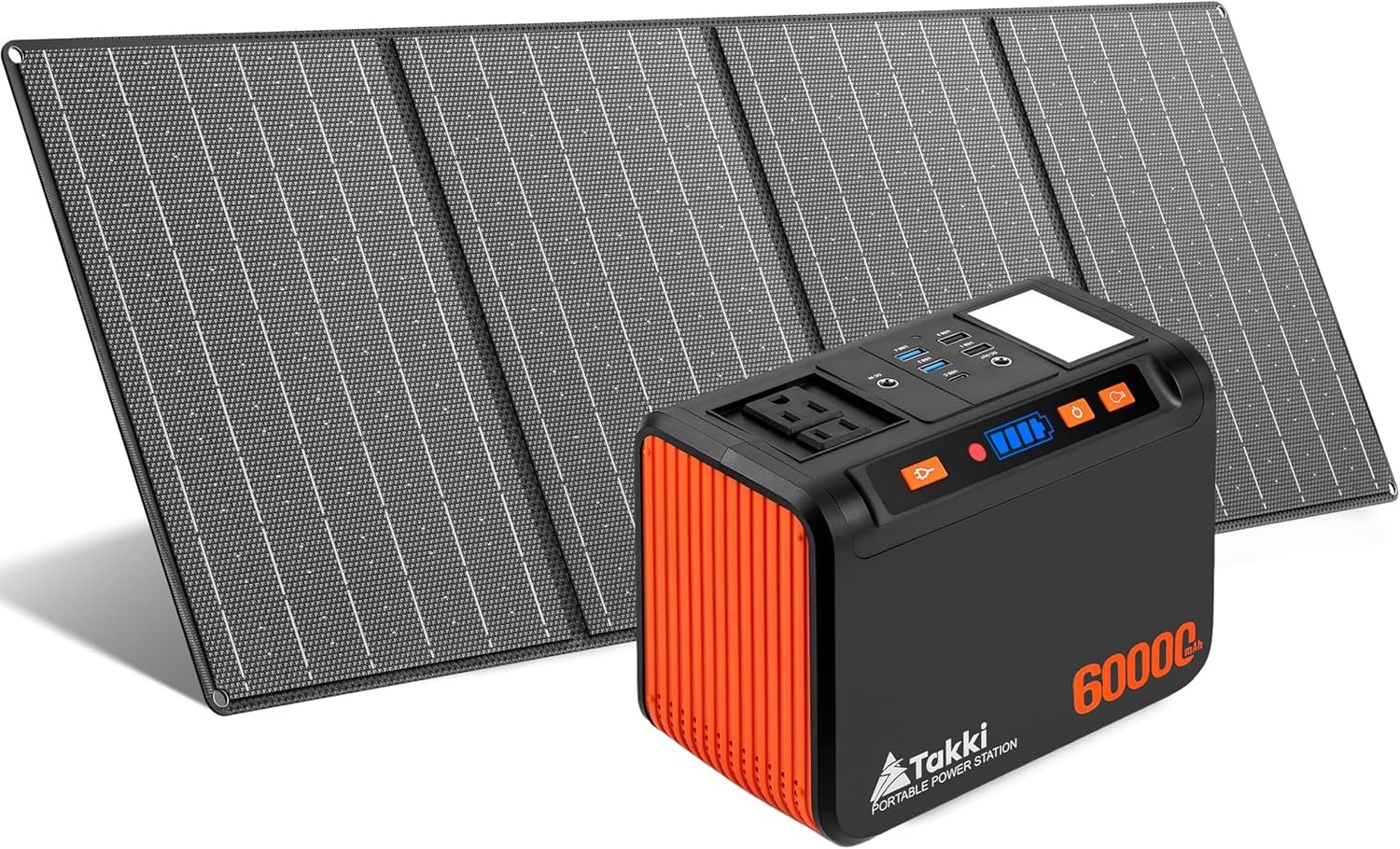 Takki Solar Generator 250W Portable Power Station with 40W Solar Panels 222Wh Pure Sine Wave Camping Lithium Battery Power Pack with AC 110V Outlet for Camping CPAP Home Use Emergency Outdoor