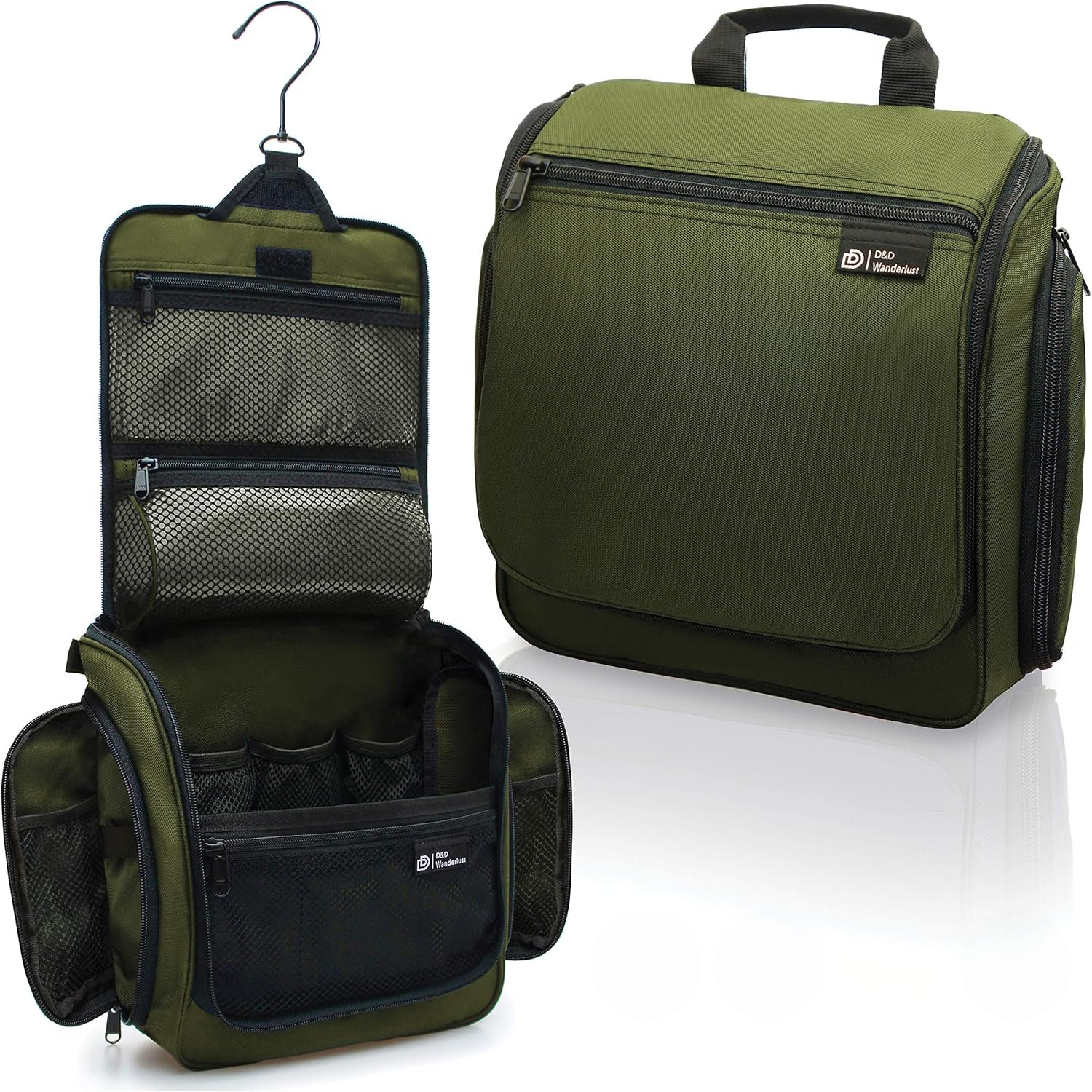 D&D Wanderlust D&D Hanging Travel Toiletry Bag for Men and Women – Cosmetics, Makeup and Toiletries Organizer Kit with 10 Compartments