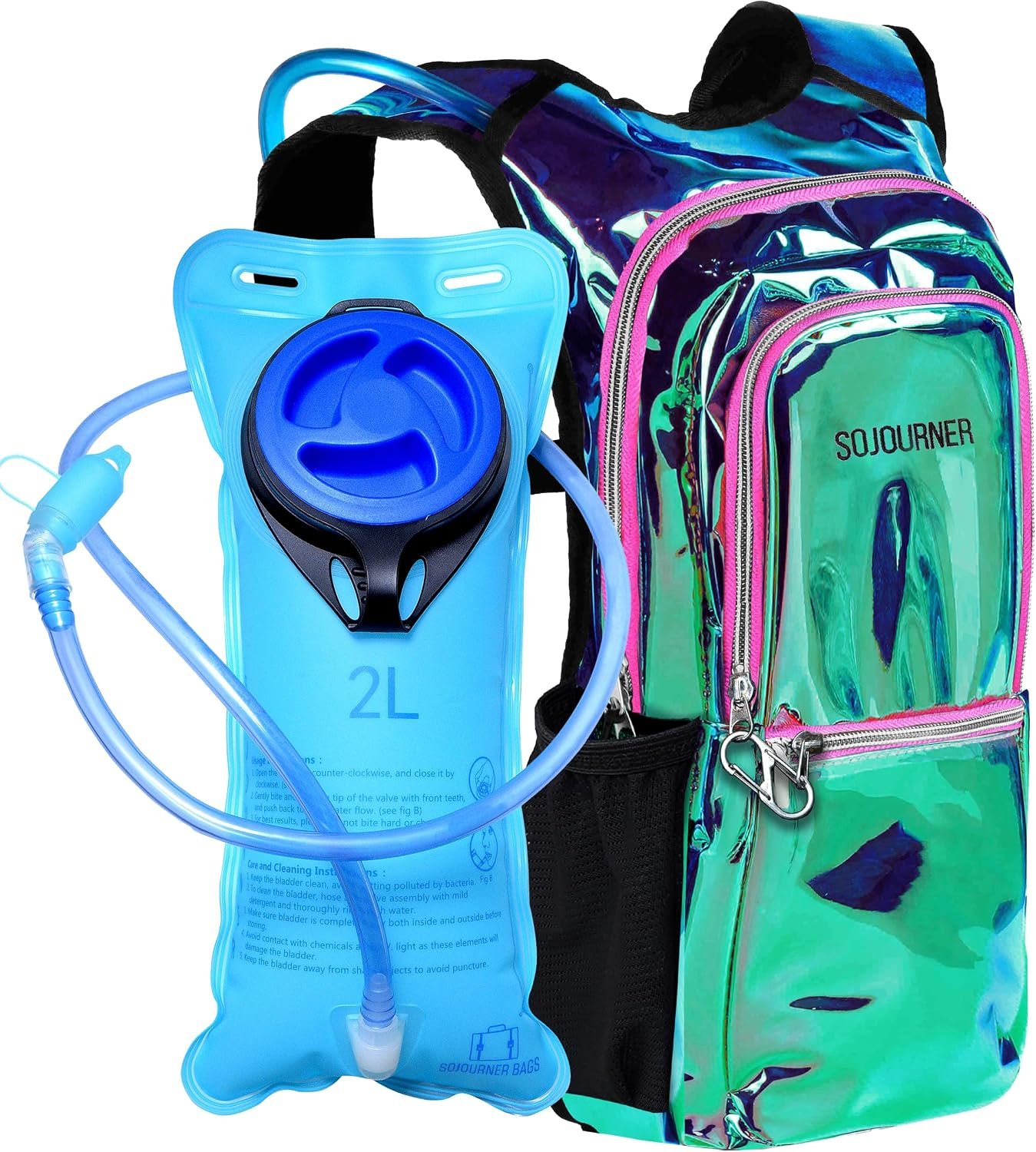 Sojourner Hydration Pack, Hydration Backpack – Water Backpack with 2l Hydration Bladder, Festival Essential – Rave Hydration Pack Hydropack Hydro for Hiking, Running, Biking, Festival Gear